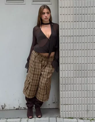 Long Sleeve Crossover Scarf Blouse Long Sleeve Crossover Scarf Blouse