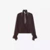 Long Sleeve Crossover Scarf Blouse