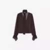 Long Sleeve Crossover Scarf Blouse