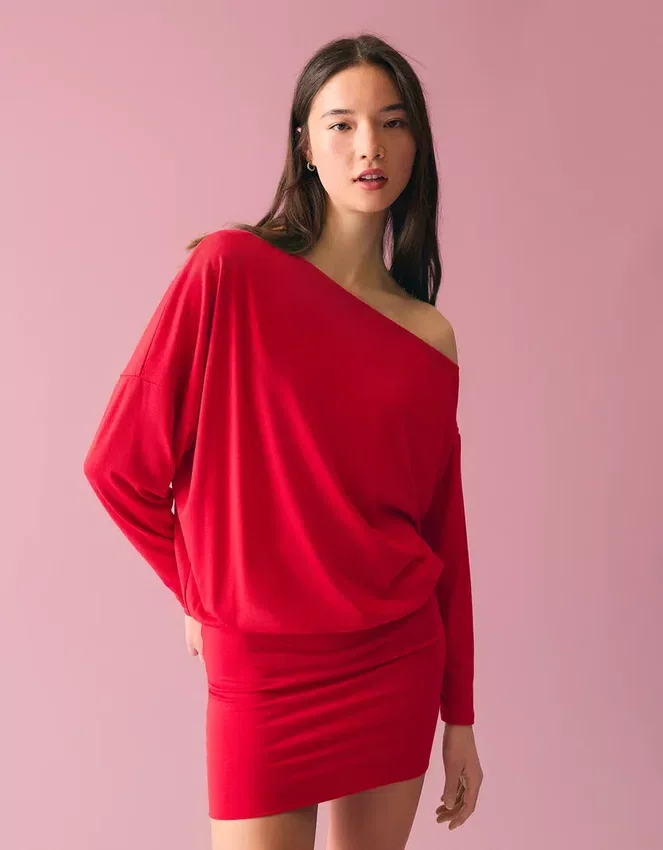 Long Sleeve Mini Dress with a Fitted Skirt Long Sleeve Mini Dress with a Fitted Skirt