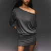Long Sleeve Mini Dress with a Fitted Skirt Long Sleeve Mini Dress with a Fitted Skirt