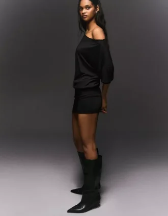 Long Sleeve Mini Dress with a Fitted Skirt