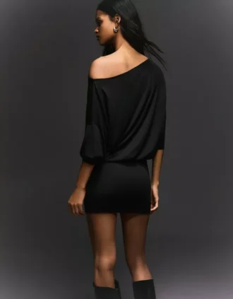 Long Sleeve Mini Dress with a Fitted Skirt