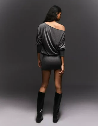 Long Sleeve Mini Dress with a Fitted Skirt