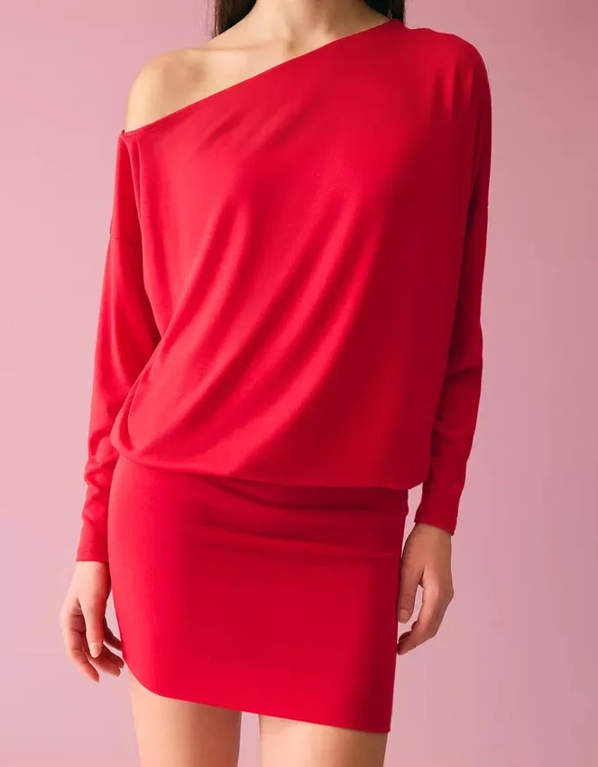 Long Sleeve Mini Dress with a Fitted Skirt Long Sleeve Mini Dress with a Fitted Skirt