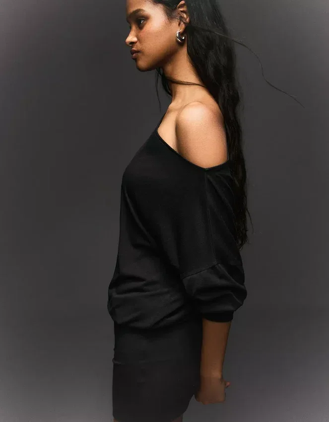 Long Sleeve Mini Dress with a Fitted Skirt Long Sleeve Mini Dress with a Fitted Skirt