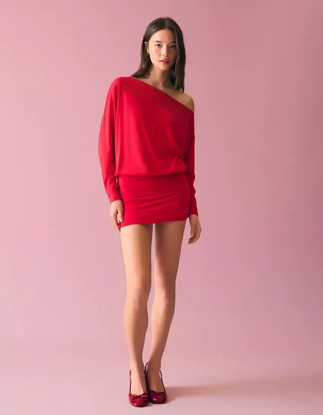 Long Sleeve Mini Dress with a Fitted Skirt Long Sleeve Mini Dress with a Fitted Skirt