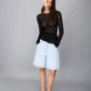 Long Sleeve Ruffled Blonde Lace T-Shirt Long Sleeve Ruffled Blonde Lace T-Shirt