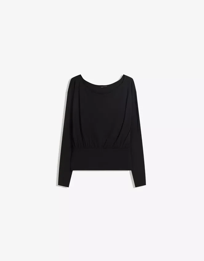 Long Sleeve T-Shirt with Boat Neck and Cummerbund Long Sleeve T-Shirt with Boat Neck and Cummerbund