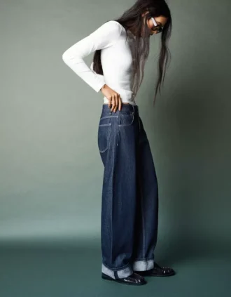 Low-Rise Baggy Jeans with Roll-Up Hem – Pants Low-Rise Baggy Jeans with Roll-Up Hem – Pants