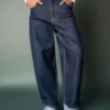 Low-Rise Baggy Jeans with Roll-Up Hem – Pants