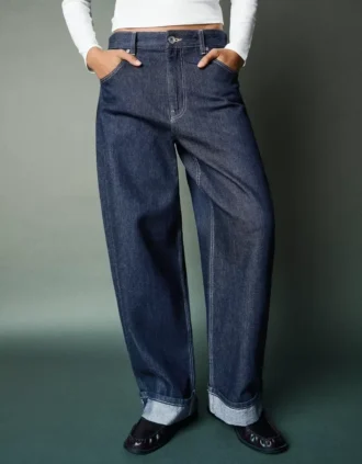 Low-Rise Baggy Jeans with Roll-Up Hem – Pants Low-Rise Baggy Jeans with Roll-Up Hem – Pants