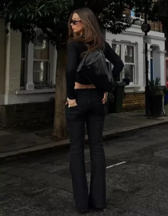 Low-Rise Bootcut Jeans with Flaps