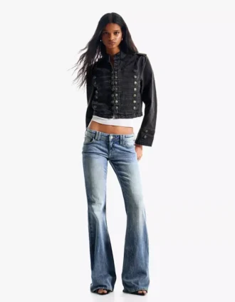 Low-Rise Embroidered Flared Jeans – Pants Low-Rise Embroidered Flared Jeans – Pants