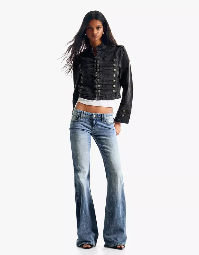Low-Rise Embroidered Flared Jeans – Pants Low-Rise Embroidered Flared Jeans – Pants
