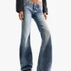 Low-Rise Embroidered Flared Jeans – Pants Low-Rise Embroidered Flared Jeans – Pants