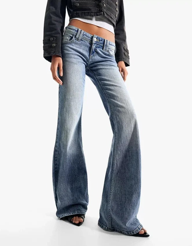 Low-Rise Embroidered Flared Jeans – Pants Low-Rise Embroidered Flared Jeans – Pants