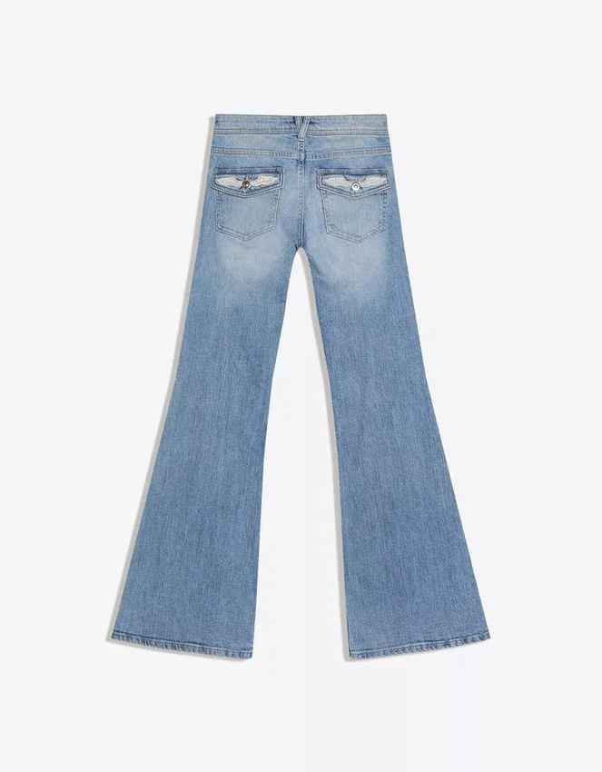 Low-Rise Embroidered Flared Jeans – Pants Low-Rise Embroidered Flared Jeans – Pants