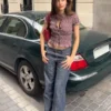 Low-Rise Textured Boyfriend Jeans