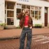 Low-Rise Textured Boyfriend Jeans – Pants
