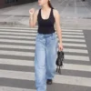 Low-Rise Wide-Leg Barrel Jeans with Front Buttons