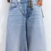 Low-Rise Wide-Leg Barrel Jeans with Front Buttons – Pants