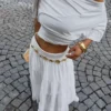 Midi Skirt with Fold-Over Waist Midi Skirt with Fold-Over Waist