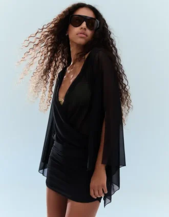 Mini Dress with Cape Sleeves