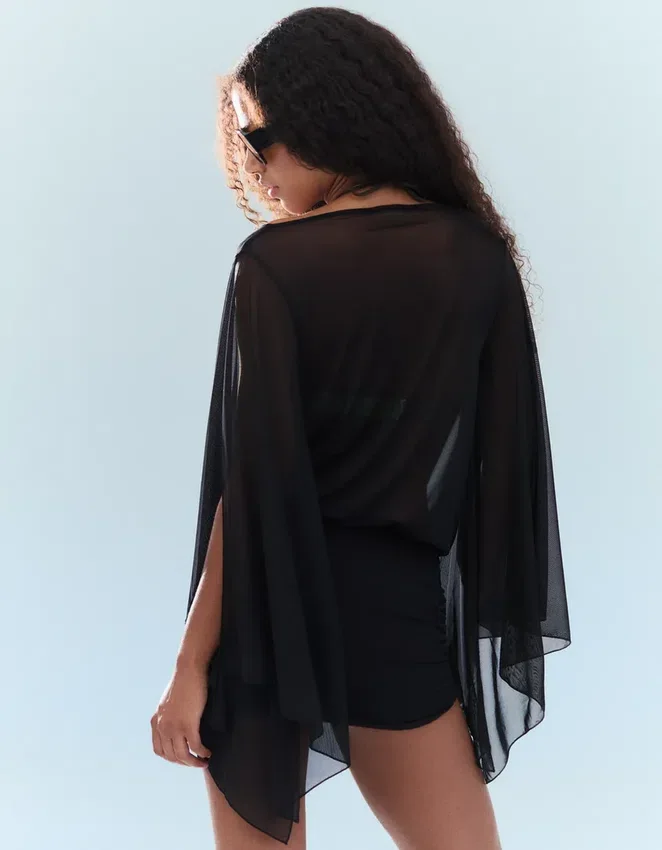 Mini Dress with Cape Sleeves Mini Dress with Cape Sleeves