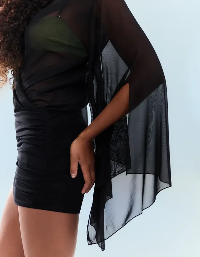 Mini Dress with Cape Sleeves Mini Dress with Cape Sleeves