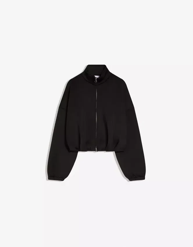 Neoprene Effect Balloon Zip-Up Sweatshirt Neoprene Effect Balloon Zip-Up Sweatshirt