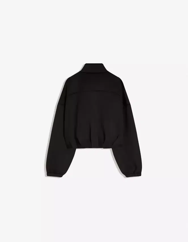 Neoprene Effect Balloon Zip-Up Sweatshirt Neoprene Effect Balloon Zip-Up Sweatshirt
