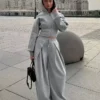 Neoprene Effect Wide-Leg Trousers with Stoppers – #Bershkastyle – Women Neoprene Effect Wide-Leg Trousers with Stoppers – #Bershkastyle – Women