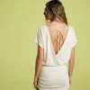 Open-Back Dress with Draped Skirt