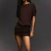 Open-Back Dress with Draped Skirt