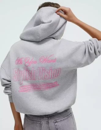 Oversize Printed Zip-Up Hoodie