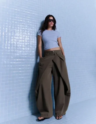 Pleated Trousers with Double Button – Pants