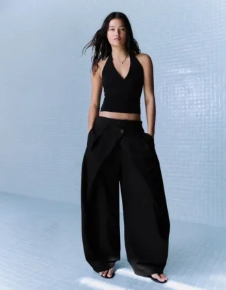 Pleated Trousers with Double Button – Pants