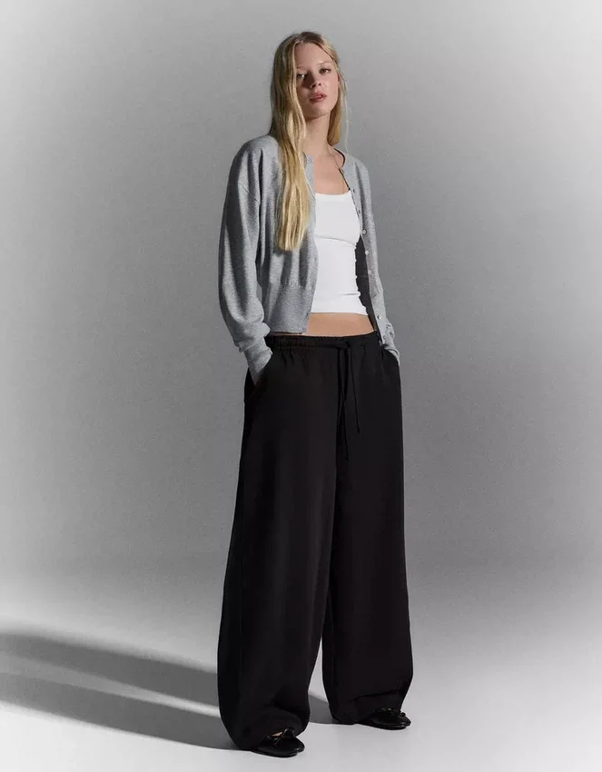 Plush Barrel Trousers with Stoppers – Pants – Women Plush Barrel Trousers with Stoppers – Pants – Women