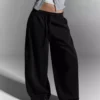 Plush Barrel Trousers with Stoppers – Pants – Women Plush Barrel Trousers with Stoppers – Pants – Women