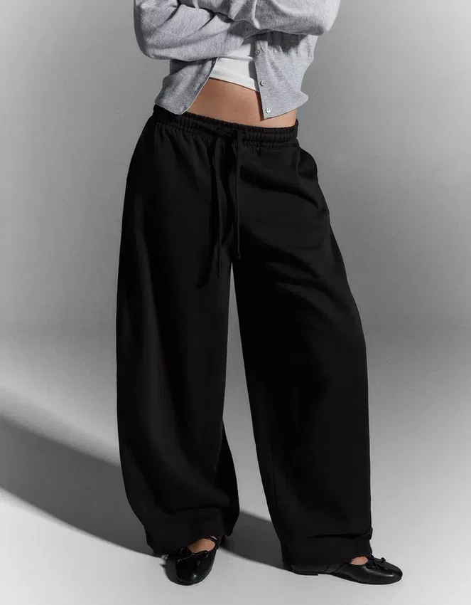 Plush Barrel Trousers with Stoppers – Pants – Women Plush Barrel Trousers with Stoppers – Pants – Women