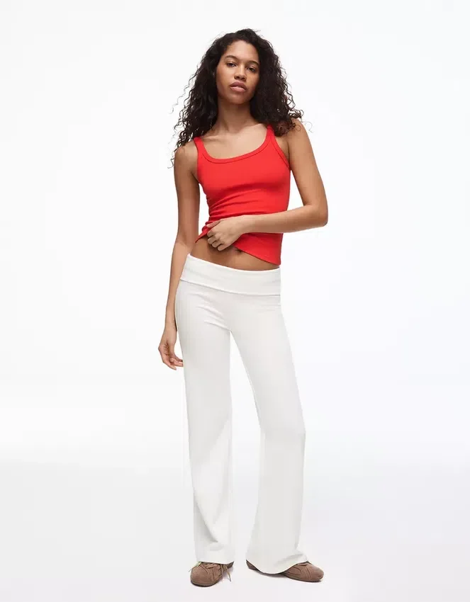 Plush Flared Trousers with Patch Plush Flared Trousers with Patch