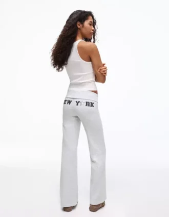 Plush Flared Trousers with Patch Plush Flared Trousers with Patch