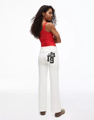 Plush Flared Trousers with Patch Plush Flared Trousers with Patch