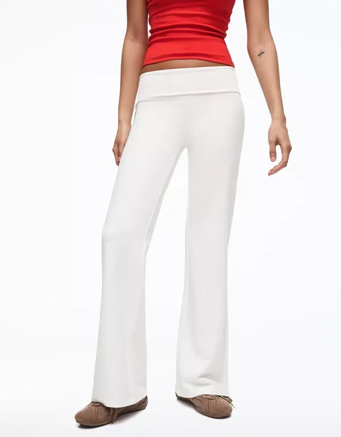 Plush Flared Trousers with Patch Plush Flared Trousers with Patch