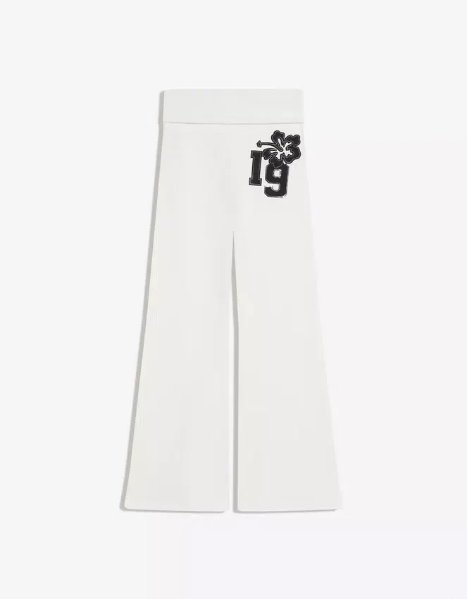 Plush Flared Trousers with Patch Plush Flared Trousers with Patch