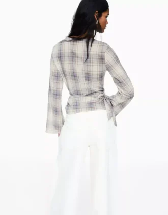 Printed Crossover Blouse