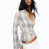 Printed Crossover Blouse