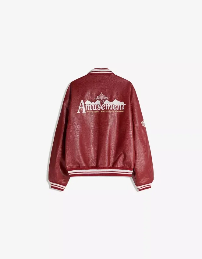 Printed Faux Leather Bomber Jacket Printed Faux Leather Bomber Jacket
