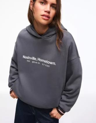 Printed Hood Sweatshirt with Hood – Tops and Bodysuits